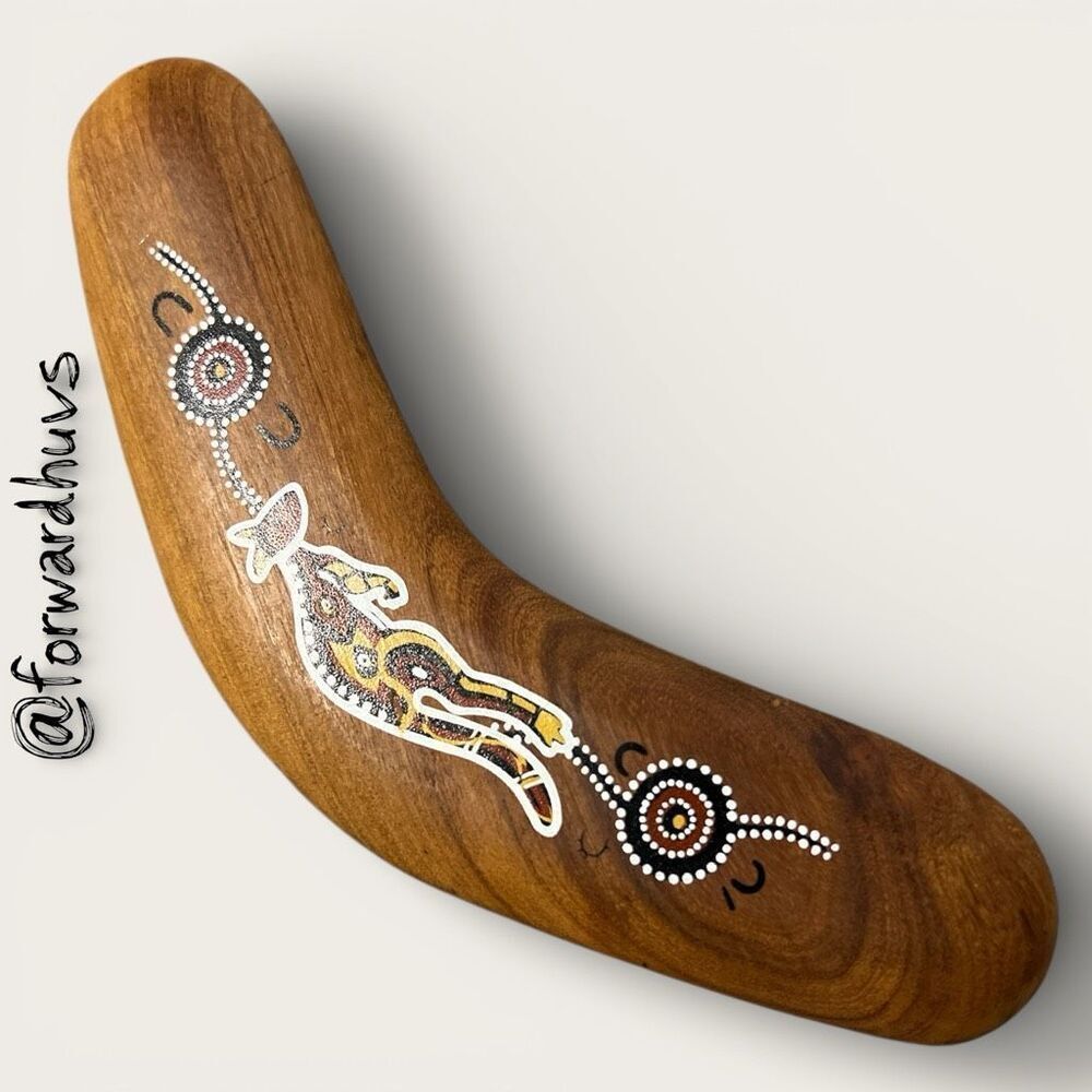 Bundle Sale 3 for $15 | Hand-Painted – Dot Art Boomerang – Kangaroo Motif – 8”